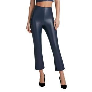 NEW COMMANDO faux leather crop flare legging in navy